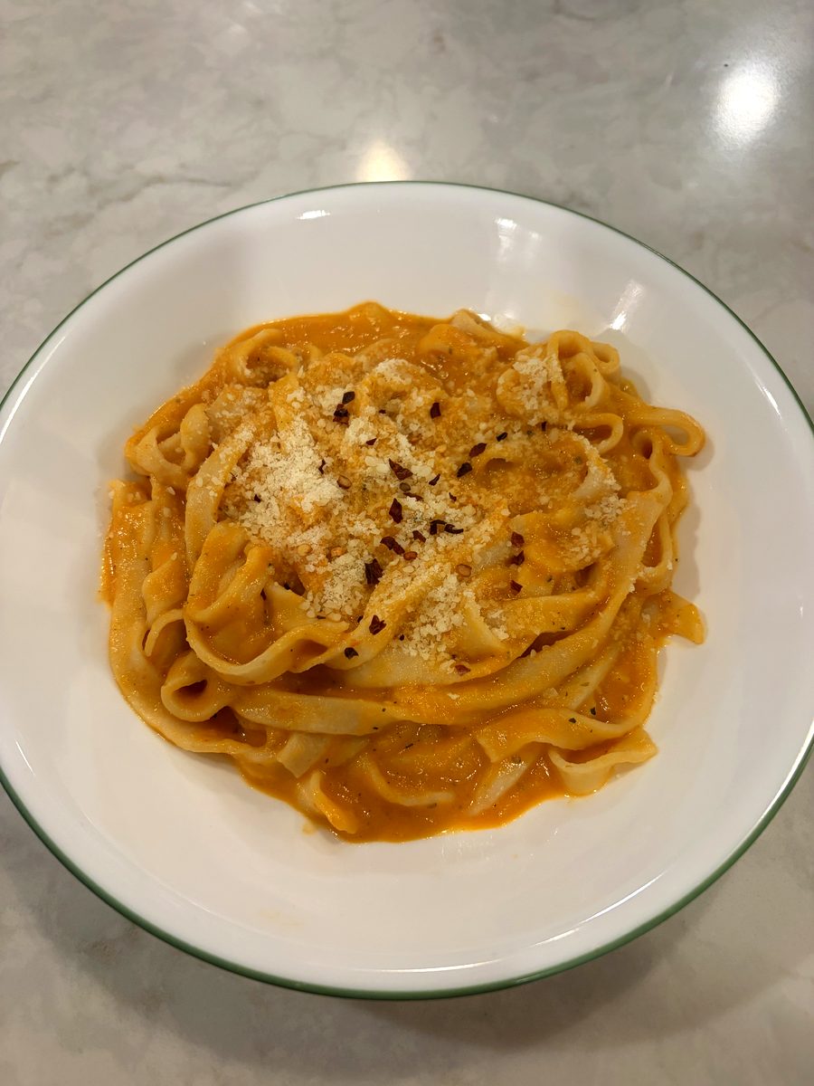 Creamy tagliatelle pasta
