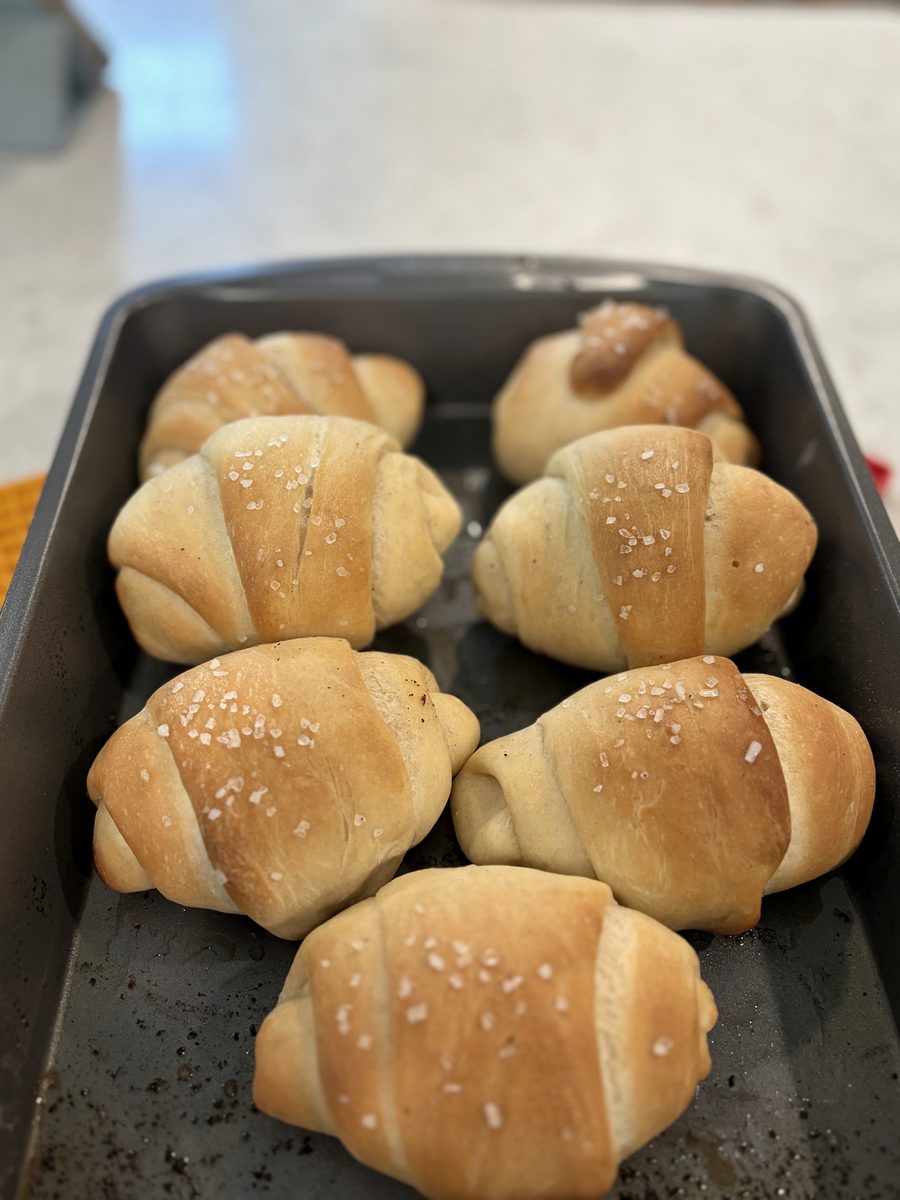 Golden croissant rolls
