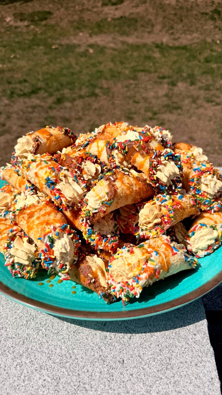 Colorful cannoli pastries