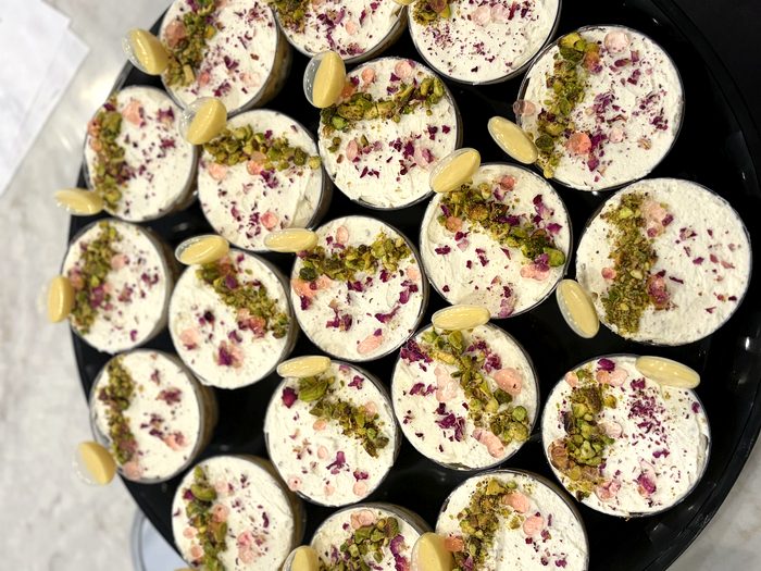 Rose pistachio dessert cups